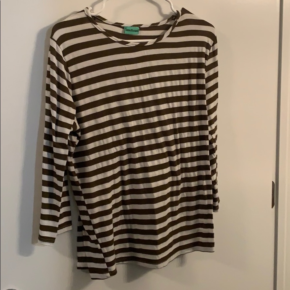 🟢 5/$20 Olive Green Striped Shirt